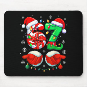 Funny Six Seven 67 Meme 6 7 Christmas Santa Hand B Mouse Pad