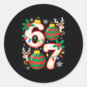 Funny Six Seven 67 Meme 6 7 Elf Santa Christmas Pa Classic Round Sticker