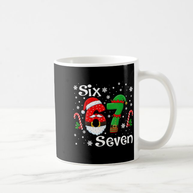 Funny Six Seven 67 Meme 6 7 Elf Santa Christmas Pa Coffee Mug (Right)