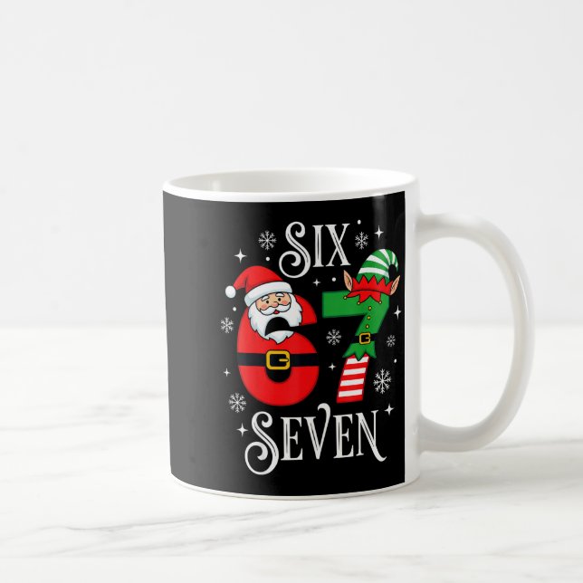 Funny Six Seven 67 Meme 6 7 Elf Santa Christmas Pa Coffee Mug (Right)