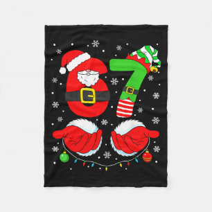 Funny Six Seven 67 Meme 6 7 Elf Santa Christmas Pa Fleece Blanket