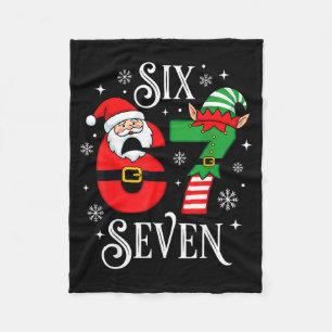 Funny Six Seven 67 Meme 6 7 Elf Santa Christmas Pa Fleece Blanket