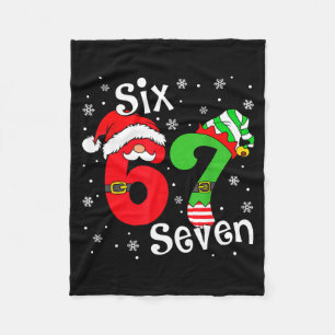 Funny Six Seven 67 Meme 6 7 Elf Santa Christmas Pa Fleece Blanket