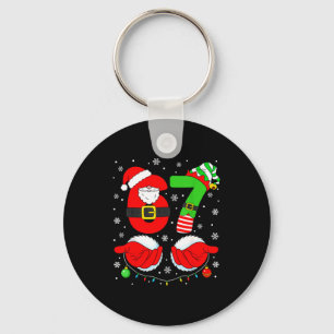 Funny Six Seven 67 Meme 6 7 Elf Santa Christmas Pa Keychain
