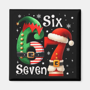 Funny Six Seven 67 Meme 6 7 Elf Santa Christmas Pa Magnet