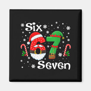 Funny Six Seven 67 Meme 6 7 Elf Santa Christmas Pa Magnet