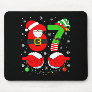 Funny Six Seven 67 Meme 6 7 Elf Santa Christmas Pa Mouse Pad