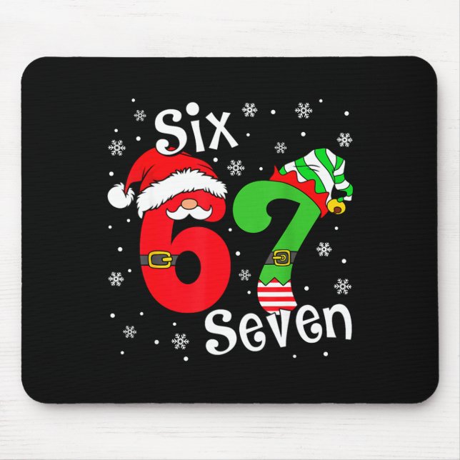 Funny Six Seven 67 Meme 6 7 Elf Santa Christmas Pa Mouse Pad (Front)