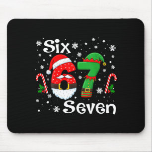 Funny Six Seven 67 Meme 6 7 Elf Santa Christmas Pa Mouse Pad