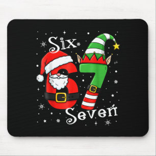Funny Six Seven 67 Meme 6 7 Elf Santa Christmas Pa Mouse Pad