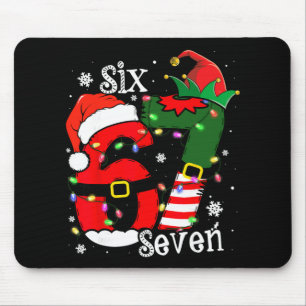 Funny Six Seven 67 Meme 6 7 Elf Santa Christmas Pa Mouse Pad