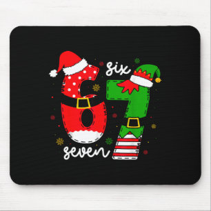 Funny Six Seven 67 Meme 6 7 Elf Santa Christmas Pa Mouse Pad