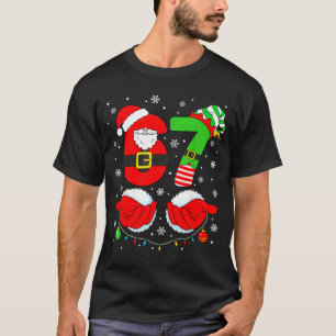 Funny Six Seven 67 Meme 6 7 Elf Santa Christmas Pa T-Shirt