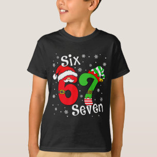 Funny Six Seven 67 Meme 6 7 Elf Santa Christmas Pa T-Shirt