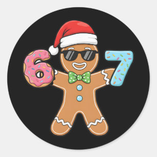 Funny Six Seven 67 Meme 6 7 Gingerbread Christmas Classic Round Sticker
