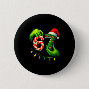 Funny Six Seven 67 Meme 6 7 Santa Christmas Brainr 2 Inch Round Button
