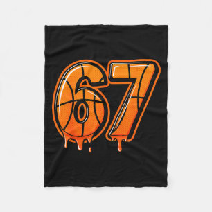 Funny Six Seven 67 Meme Gen Alpha 67 Basketball Fo Fleece Blanket