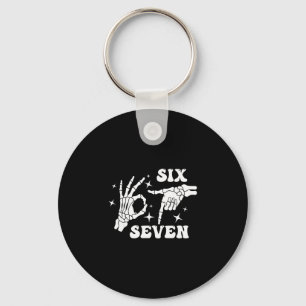 Funny Six Seven 67 Meme Gen Alpha Skeleton Hands  Keychain