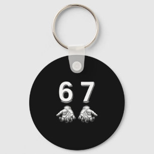 Funny Six Seven 67 Meme Gen Alpha Slang Hands  Keychain