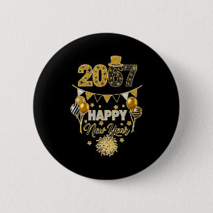 Funny Six Seven 67 Meme Happy New Year 2 Inch Round Button