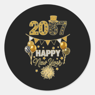 Funny Six Seven 67 Meme Happy New Year Classic Round Sticker