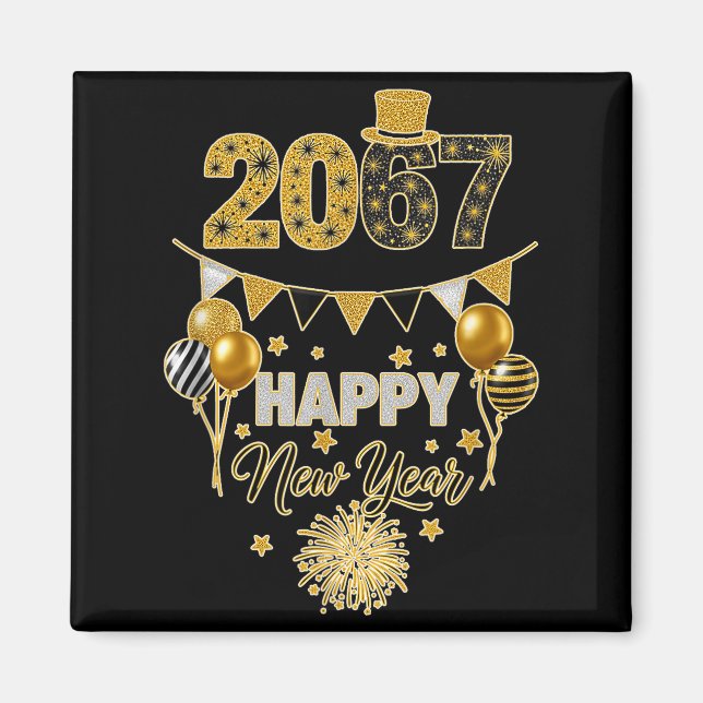 Funny Six Seven 67 Meme Happy New Year  Magnet (Front)