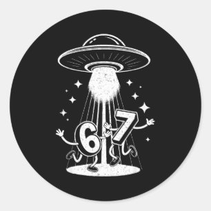 Funny Six Seven 67 Meme Internet Meme Ufo Gen Alph Classic Round Sticker