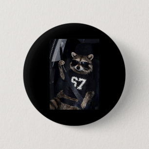 Funny Six Seven 67 Meme Raccoon Wearing Sungles Ge 2 Inch Round Button