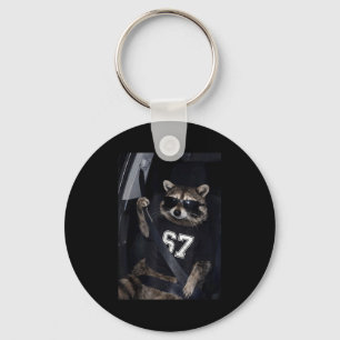 Funny Six Seven 67 Meme Raccoon Wearing Sungles Ge Keychain