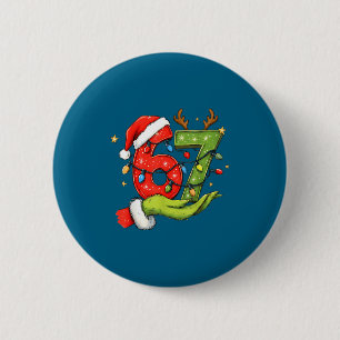 Funny Six Seven 67 Meme Santa Christmas Brainrot P 2 Inch Round Button