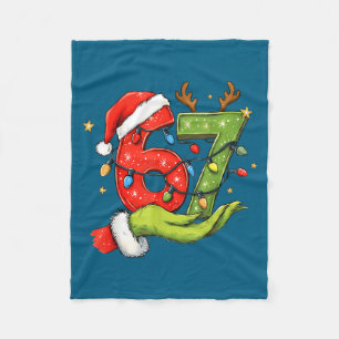 Funny Six Seven 67 Meme Santa Christmas Brainrot P Fleece Blanket