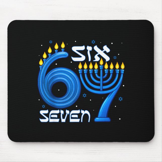 Funny Six Seven 67 Meme Sarcastic Hanukkah Chanuka Mouse Pad (Front)