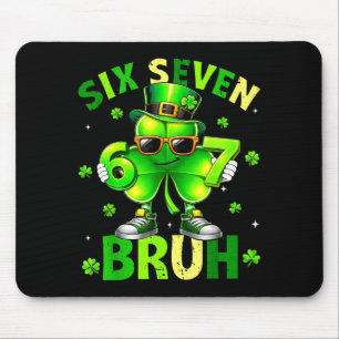 Funny six seven 67 meme shamrock st patricks day mouse pad