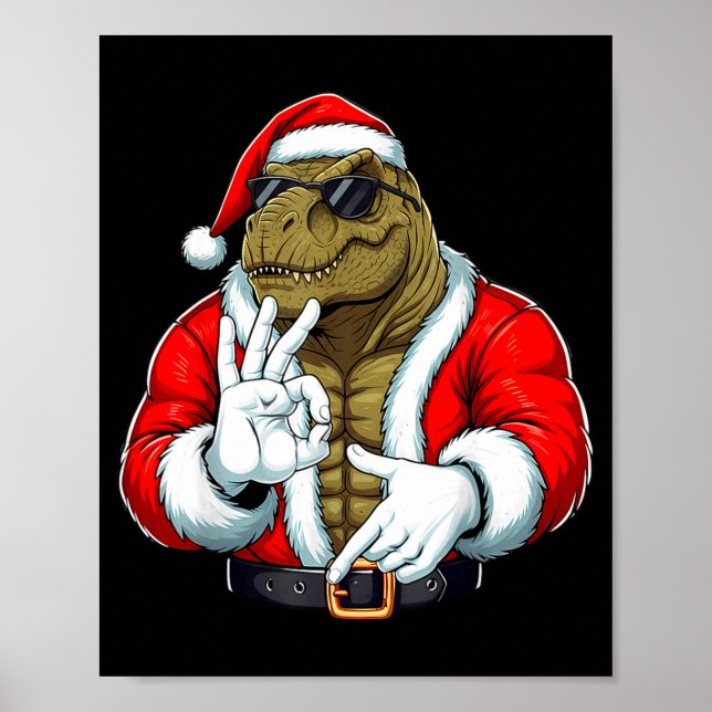 Funny Six Seven 67 Meme T-rex Christmas Men Boys T Poster (Front)