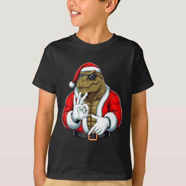 Funny Six Seven 67 Meme T-rex Christmas Men Boys T T-Shirt (Front)