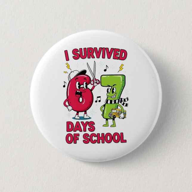 Funny Six Seven 67 School Meme Numbers Teacher Stu 2 Inch Round Button (Front)