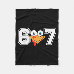 Funny Six Seven 67 Turkey Face Thanksgiving Matchi Fleece Blanket