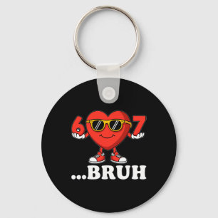 Funny Six Seven 6 7 Bruh 67 Meme Valentine Boys Gi Keychain