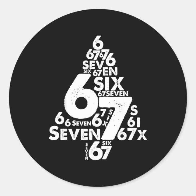 Funny Six Seven 6 7 Christmas Tree Meme Christmas  Classic Round Sticker (Front)