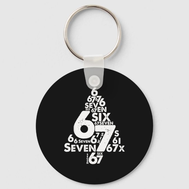 Funny Six Seven 6 7 Christmas Tree Meme Christmas  Keychain (Front)