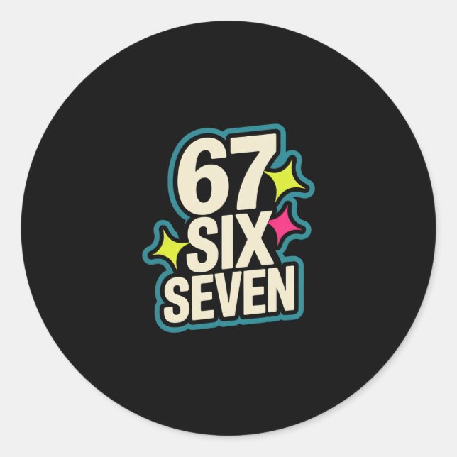 Funny Six Seven 6 7 Meme 1  Classic Round Sticker (Front)