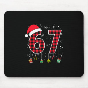 Funny Six Seven 6 7 Meme 67 Christmas Red Plaid Xm Mouse Pad