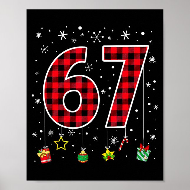 Funny Six Seven 6 7 Meme 67 Christmas Red Plaid Xm Poster (Front)