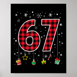 Funny Six Seven 6 7 Meme 67 Christmas Red Plaid Xm Poster