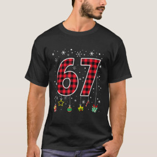 Funny Six Seven 6 7 Meme 67 Christmas Red Plaid Xm T-Shirt