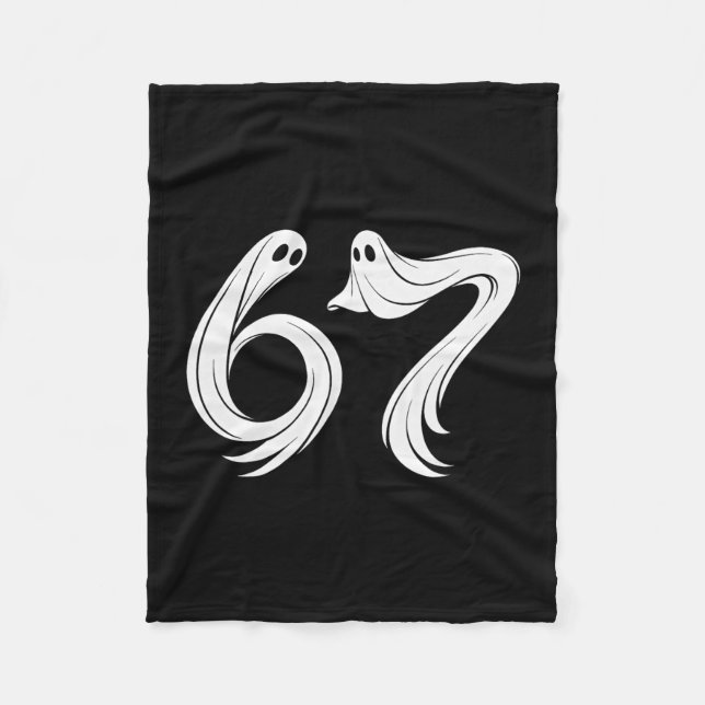 Funny Six Seven 6 7 Meme 67 Design Ghost Halloween Fleece Blanket (Front)