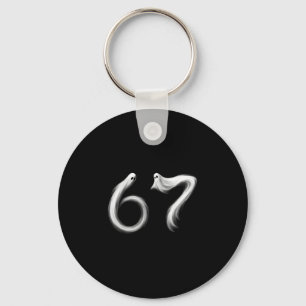 Funny Six Seven 6 7 Meme 67 Design Ghost Halloween Keychain