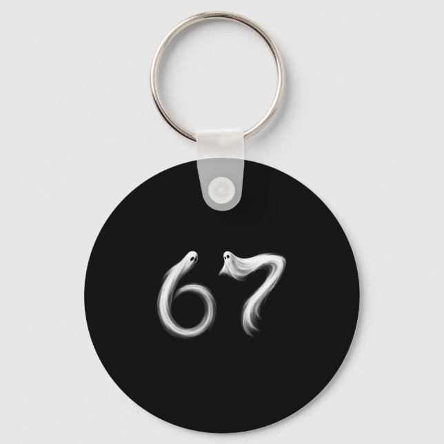 Funny Six Seven 6 7 Meme 67 Design Ghost Halloween Keychain (Front)