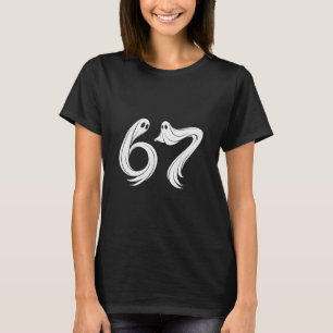 Funny Six Seven 6 7 Meme 67 Design Ghost Halloween T-Shirt