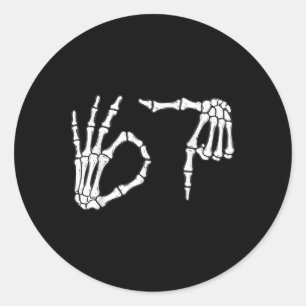 Funny Six Seven 6 7 Meme 67 Skeleton Hand Hallowee Classic Round Sticker
